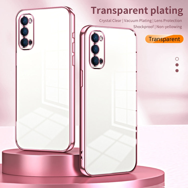For OPPO Reno4 Transparent Plating Fine Hole Phone Case(Purple)