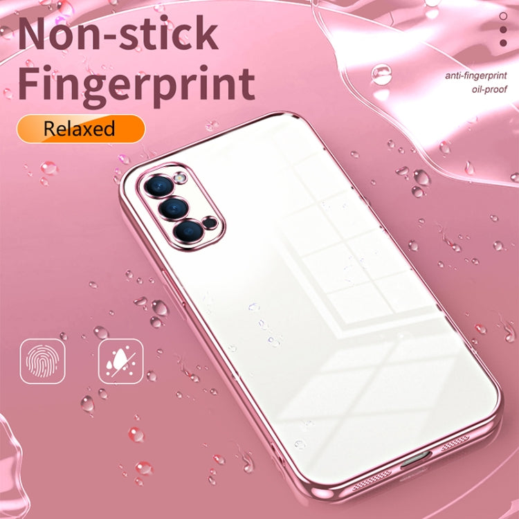 For OPPO Reno4 Transparent Plating Fine Hole Phone Case(Purple) - OPPO Cases by PMC TechLife | Online Shopping South Africa | PMC TechLife | Buy Now Pay Later Mobicred
