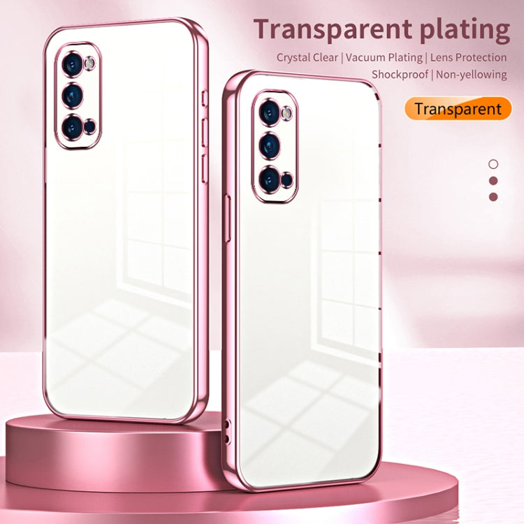 For OPPO Reno4 Pro Transparent Plating Fine Hole Phone Case(Blue) - OPPO Cases by PMC TechLife | Online Shopping South Africa | PMC TechLife | Buy Now Pay Later Mobicred