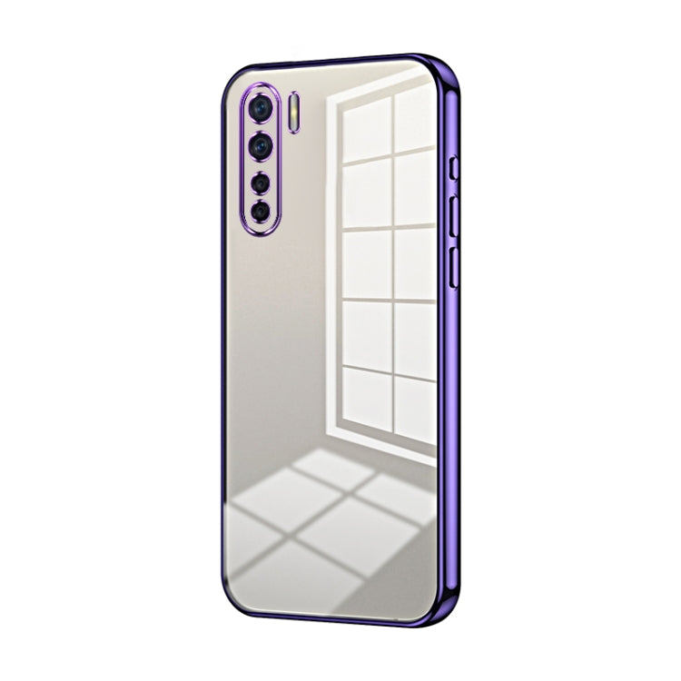 For OPPO Reno3 4G / F15 / A91 Transparent Plating Fine Hole Phone Case(Purple) - OPPO Cases by PMC TechLife | Online Shopping South Africa | PMC TechLife | Buy Now Pay Later Mobicred
