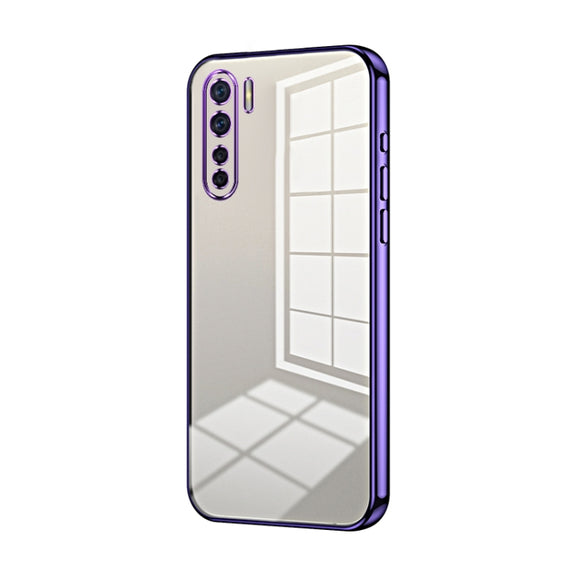 For OPPO Reno3 4G / F15 / A91 Transparent Plating Fine Hole Phone Case(Purple)
