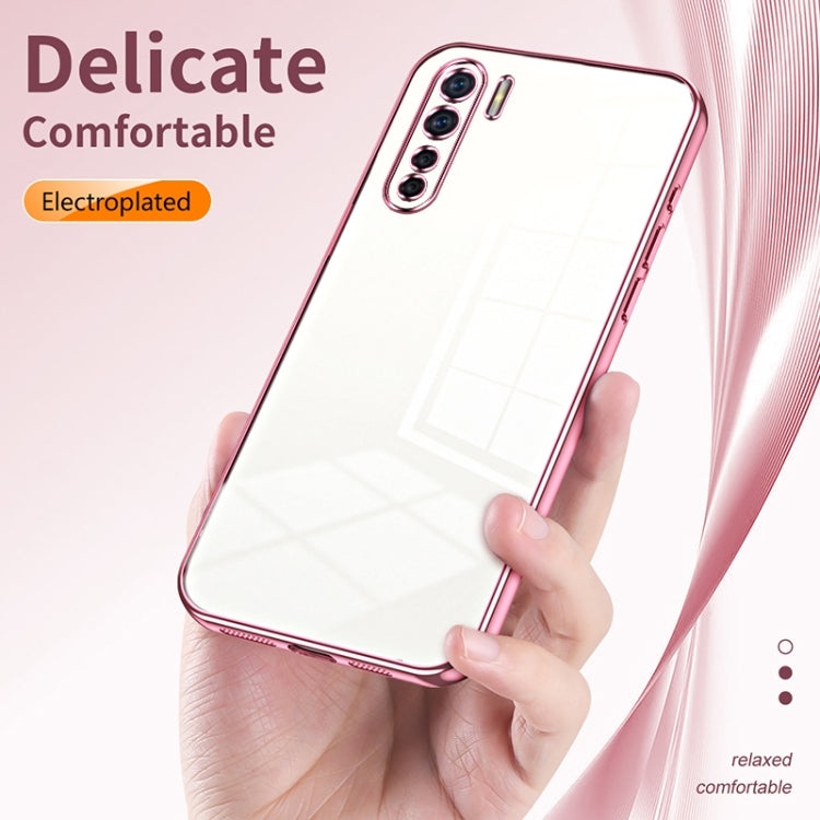 For OPPO Reno3 4G / F15 / A91 Transparent Plating Fine Hole Phone Case(Gold)