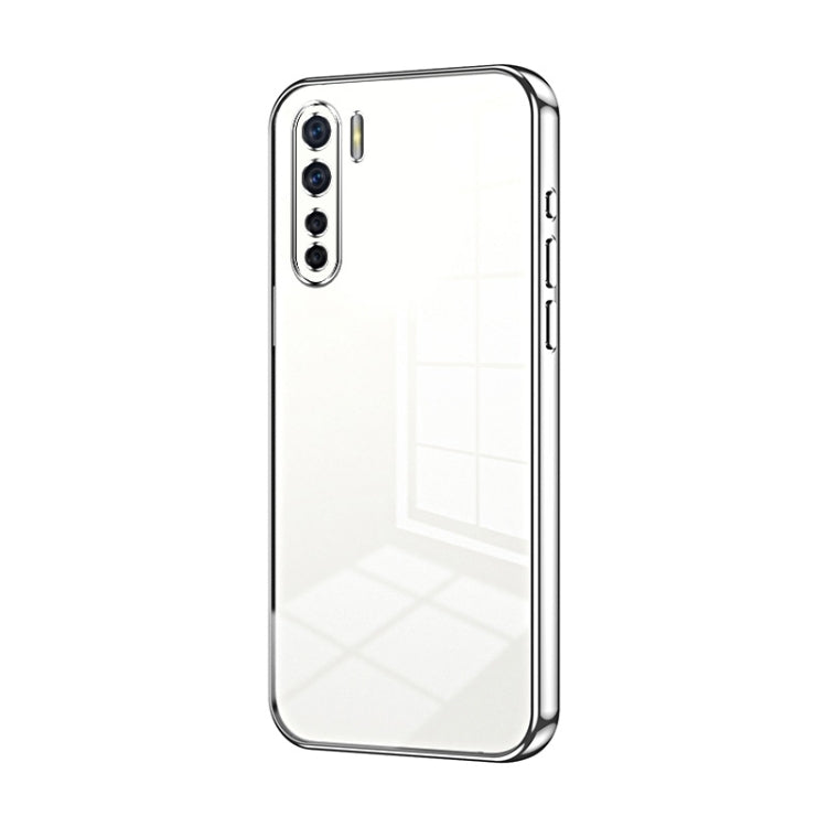 For OPPO Reno3 4G / F15 / A91 Transparent Plating Fine Hole Phone Case(Silver) - OPPO Cases by PMC TechLife | Online Shopping South Africa | PMC TechLife | Buy Now Pay Later Mobicred