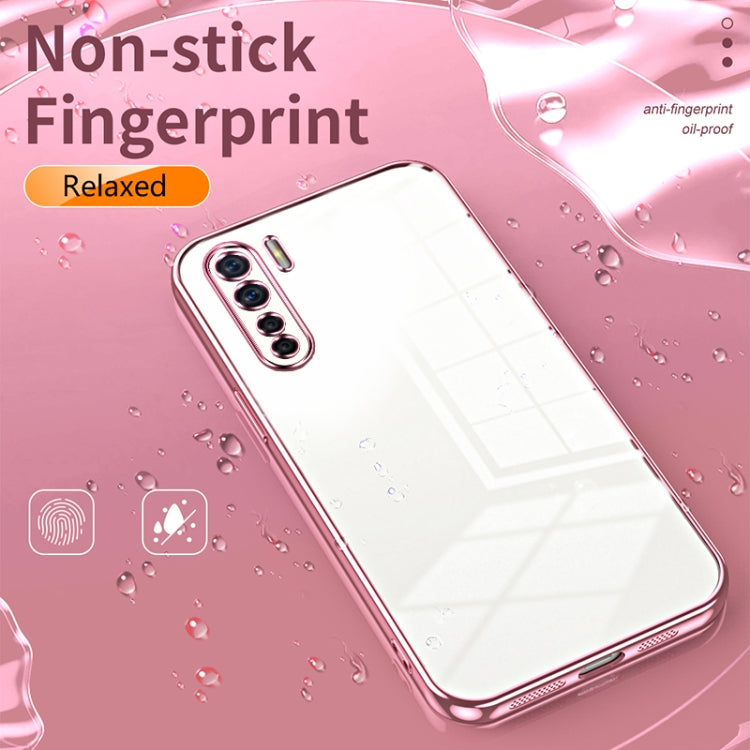 For OPPO Reno3 4G / F15 / A91 Transparent Plating Fine Hole Phone Case(Silver)