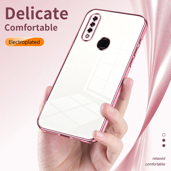 For OPPO A8 / A31 2020 Transparent Plating Fine Hole Phone Case(Pink)