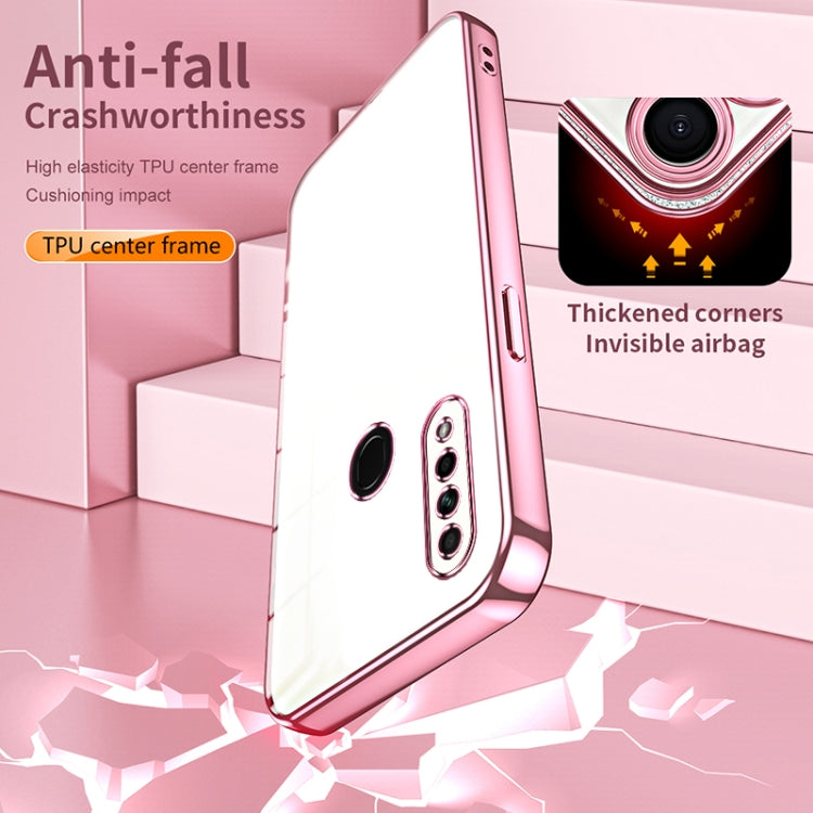 For OPPO A8 / A31 2020 Transparent Plating Fine Hole Phone Case(Pink)
