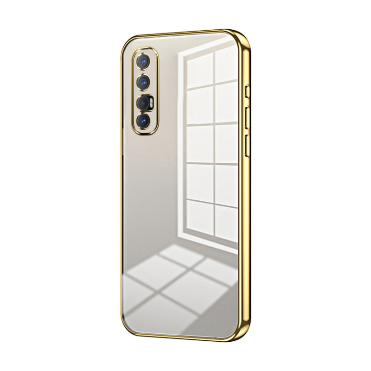 For OPPO Reno3 Pro Transparent Plating Fine Hole Phone Case(Gold) - OPPO Cases by PMC TechLife | Online Shopping South Africa | PMC TechLife | Buy Now Pay Later Mobicred