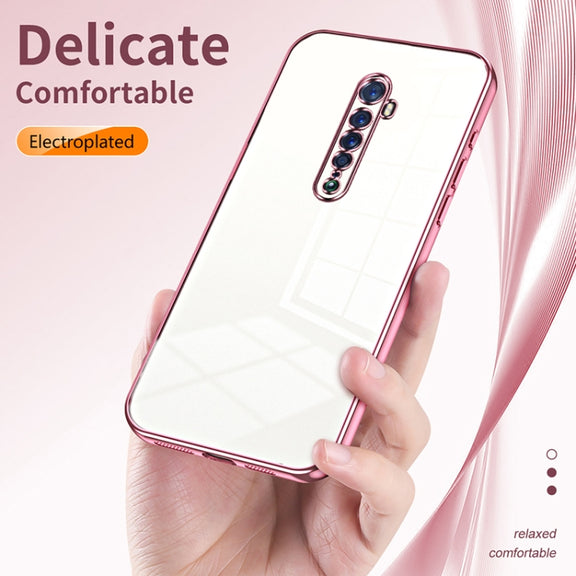 For OPPO Reno2 Transparent Plating Fine Hole Phone Case(Green)