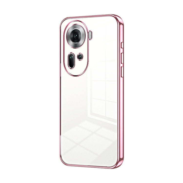 For OPPO Reno11 Global Transparent Plating Fine Hole Phone Case(Pink) - free shipping - PMC TechLife - Order now!