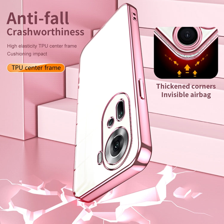 For OPPO Reno11 Global Transparent Plating Fine Hole Phone Case(Blue) - Reno11 Cases by PMC TechLife | Online Shopping South Africa | PMC TechLife | Buy Now Pay Later Mobicred