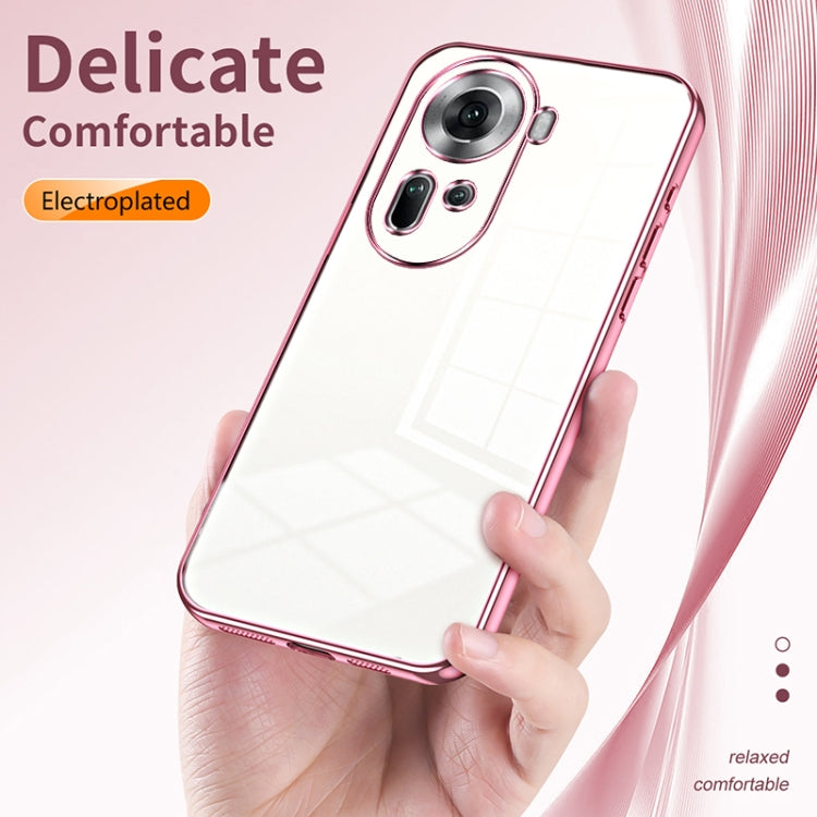 For OPPO Reno11 Global Transparent Plating Fine Hole Phone Case(Transparent)