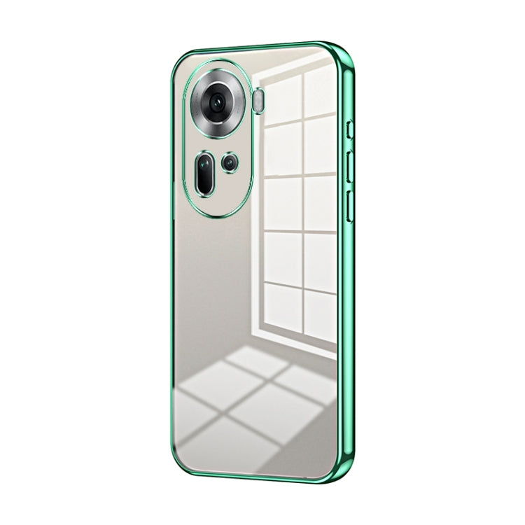 For OPPO Reno11 Global Transparent Plating Fine Hole Phone Case(Green) - OPPO Cases by PMC TechLife | Online Shopping South Africa | PMC TechLife | Buy Now Pay Later Mobicred
