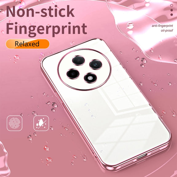 For OPPO A3 Pro Transparent Plating Fine Hole Phone Case(Gold)