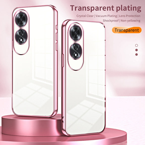 For OPPO A60 Transparent Plating Fine Hole Phone Case(Purple)
