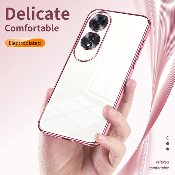 For OPPO A60 Transparent Plating Fine Hole Phone Case(Purple)