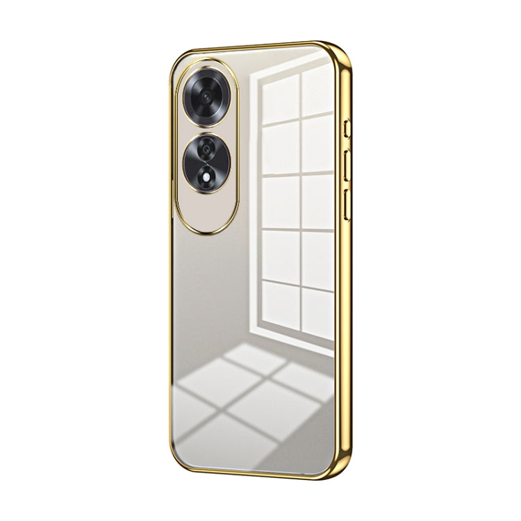 For OPPO A60 Transparent Plating Fine Hole Phone Case(Gold) - OPPO Cases by PMC TechLife | Online Shopping South Africa | PMC TechLife | Buy Now Pay Later Mobicred