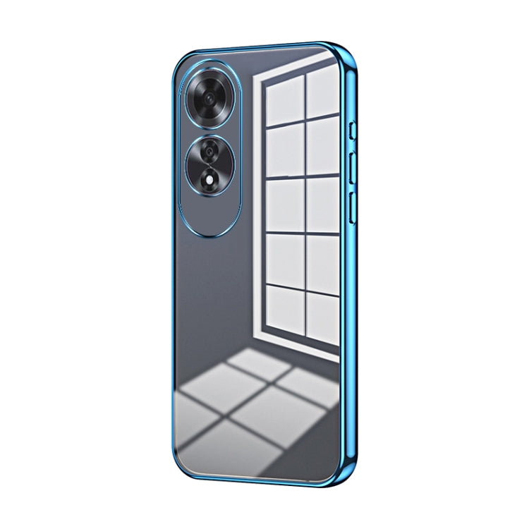 For OPPO A60 Transparent Plating Fine Hole Phone Case(Blue) - OPPO Cases by PMC TechLife | Online Shopping South Africa | PMC TechLife | Buy Now Pay Later Mobicred