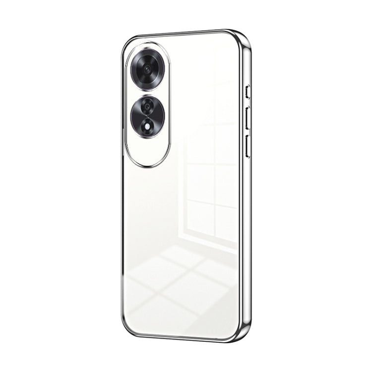 For OPPO A60 Transparent Plating Fine Hole Phone Case(Silver) - OPPO Cases by PMC TechLife | Online Shopping South Africa | PMC TechLife | Buy Now Pay Later Mobicred