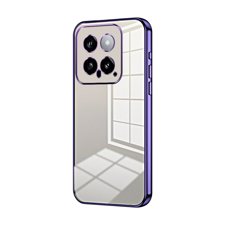 For Xiaomi 14 Transparent Plating Fine Hole Phone Case(Purple) - 14 Cases by PMC TechLife | Online Shopping South Africa | PMC TechLife | Buy Now Pay Later Mobicred