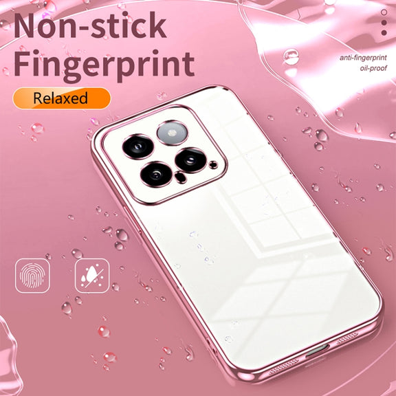 For Xiaomi 14 Transparent Plating Fine Hole Phone Case(Silver)