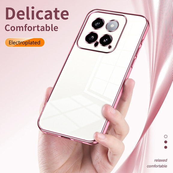 For Xiaomi 14 Transparent Plating Fine Hole Phone Case(Silver)