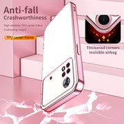 For Xiaomi Poco X4 Pro 5G Transparent Plating Fine Hole Phone Case(Pink)