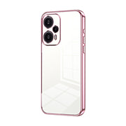 For Xiaomi Redmi Note 12 Turbo/Poco F5 Transparent Plating Fine Hole Phone Case(Pink)