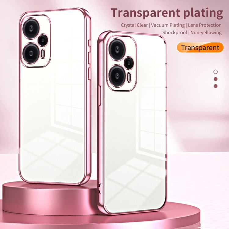 For Xiaomi Redmi Note 12 Turbo/Poco F5 Transparent Plating Fine Hole Phone Case(Pink)