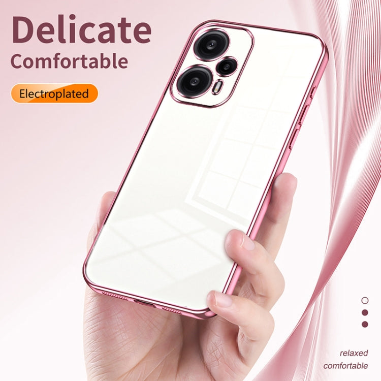 For Xiaomi Redmi Note 12 Turbo/Poco F5 Transparent Plating Fine Hole Phone Case(Pink)