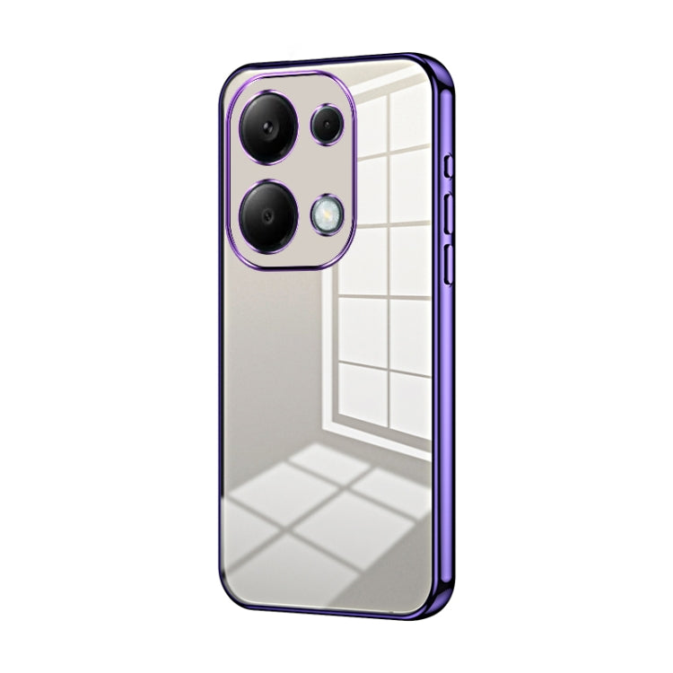 For Xiaomi Redmi Note 13 Pro 4G Transparent Plating Fine Hole Phone Case(Purple) - Note 13 Pro Cases by PMC TechLife | Online Shopping South Africa | PMC TechLife | Buy Now Pay Later Mobicred