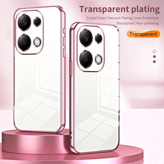 For Xiaomi Redmi Note 13 Pro 4G Transparent Plating Fine Hole Phone Case(Purple)