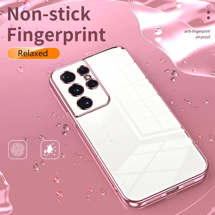 For Samsung Galaxy S21 Ultra 5G Transparent Plating Fine Hole Phone Case(Silver) - Galaxy S21 Ultra 5G Cases by PMC TechLife | Online Shopping South Africa | PMC TechLife | Buy Now Pay Later Mobicred