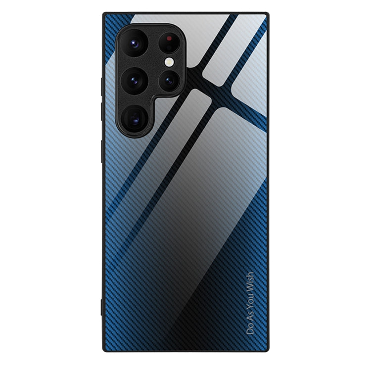 For Samsung Galaxy S24 Ultra 5G Texture Gradient Glass TPU Phone Case(Blue) - Galaxy S24 Ultra 5G Cases by PMC TechLife | Online Shopping South Africa | PMC TechLife