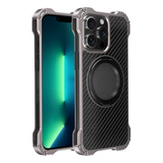 For iPhone 13 Pro Max R-JUST RJ51-1 Hollow Rotating Holder MagSafe Magnetic Metal Phone Case(Silver Grey)