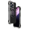For iPhone 16 Pro Max R-JUST RJ51-1 Hollow Rotating Holder MagSafe Magnetic Metal Phone Case(Silver Grey) - free shipping - PMC Jewellery - Order now!