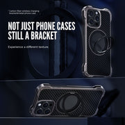 For iPhone 16 Pro R-JUST RJ51-1 Hollow Rotating Holder MagSafe Magnetic Metal Phone Case(Silver Grey)