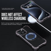 For iPhone 14 Pro R-JUST RJ51-1 Hollow Rotating Holder MagSafe Magnetic Metal Phone Case(Silver Grey)