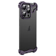 For iPhone 15 Pro Frameless Metal Corner Pad Phone Case with Lens Film(Purple) - iPhone 15 Pro Cases by PMC TechLife | Online Shopping South Africa | PMC TechLife | Buy Now Pay Later Mobicred