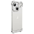 For iPhone 15 Frameless Metal Corner Pad Phone Case with Lens Film(White) - iPhone 15 Cases by PMC TechLife | Online Shopping South Africa | PMC TechLife | Buy Now Pay Later Mobicred