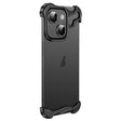 For iPhone 15 Frameless Metal Corner Pad Phone Case with Lens Film(Black) - iPhone 15 Cases by PMC TechLife | Online Shopping South Africa | PMC TechLife | Buy Now Pay Later Mobicred