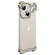 For iPhone 14 Plus Frameless Metal Corner Pad Phone Case with Lens Film(Grey) - iPhone 14 Plus Cases by PMC TechLife | Online Shopping South Africa | PMC TechLife | Buy Now Pay Later Mobicred