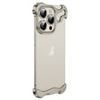 For iPhone 14 Pro Frameless Metal Corner Pad Phone Case with Lens Film(Grey) - iPhone 14 Pro Cases by PMC TechLife | Online Shopping South Africa | PMC TechLife | Buy Now Pay Later Mobicred