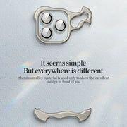 For iPhone 14 Pro Max Frameless Metal Corner Pad Phone Case with Lens Film(White)