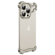 For iPhone 13 Pro Frameless Metal Corner Pad Phone Case with Lens Film(Grey)