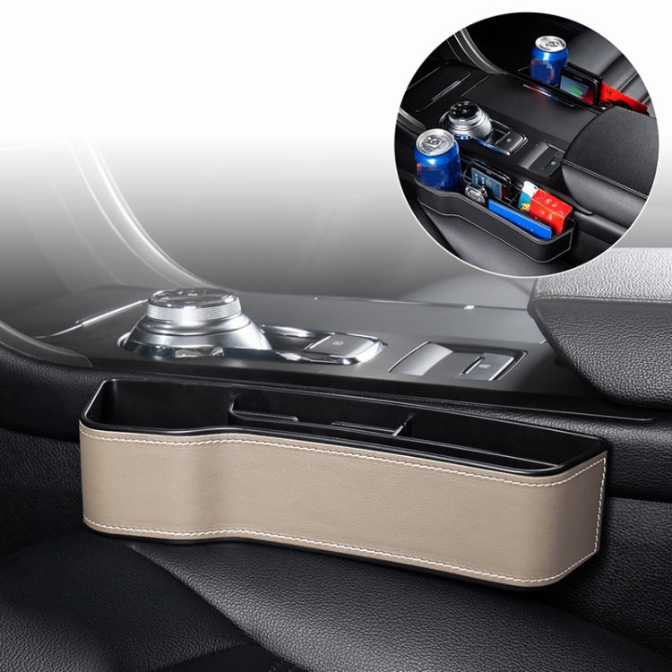 Car Multi-functional Console Box Cup Holder Seat Gap Side Storage Box, Leather Style, Color:Beige(Main Driver Seat) - free shipping - PMC TechLife - Order now!
