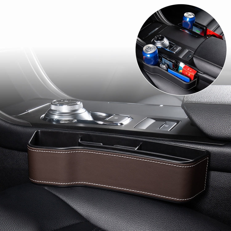 Car Multi-functional Console Box Cup Holder Seat Gap Side Storage Box, Leather Style, Color:Brown(Main Driver Seat) - free shipping - PMC TechLife - Order now!