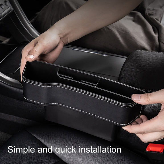 Car Multi-functional Console Box Cup Holder Seat Gap Side Storage Box, Leather Style, Color:Brown(Main Driver Seat)