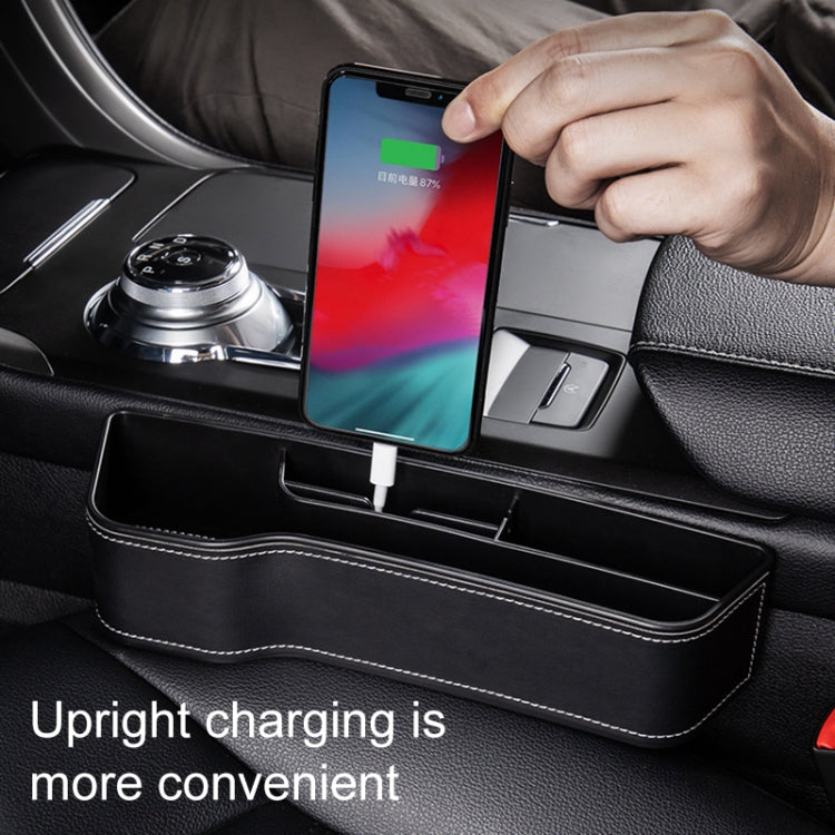 Car Multi-functional Console Box Cup Holder Seat Gap Side Storage Box, Leather Style, Color:Brown(Main Driver Seat)