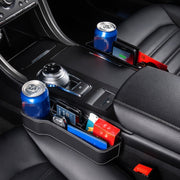 Car Multi-functional Console Box Cup Holder Seat Gap Side Storage Box, Leather Style, Color:Brown(Front Passenger Seat)