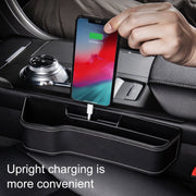 Car Multi-functional Console Box Cup Holder Seat Gap Side Storage Box, Leather Style, Color:Brown(Front Passenger Seat)